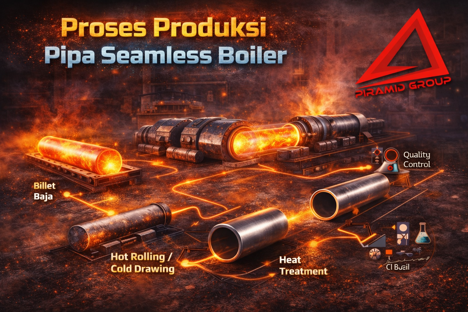 Proses Produksi Pipa Seamless Boiler. PT. PIRAMID CAHAYA ABADI Proses Produksi Pipa Seamless Boiler. PT. PIRAMID CAHAYA ABADI