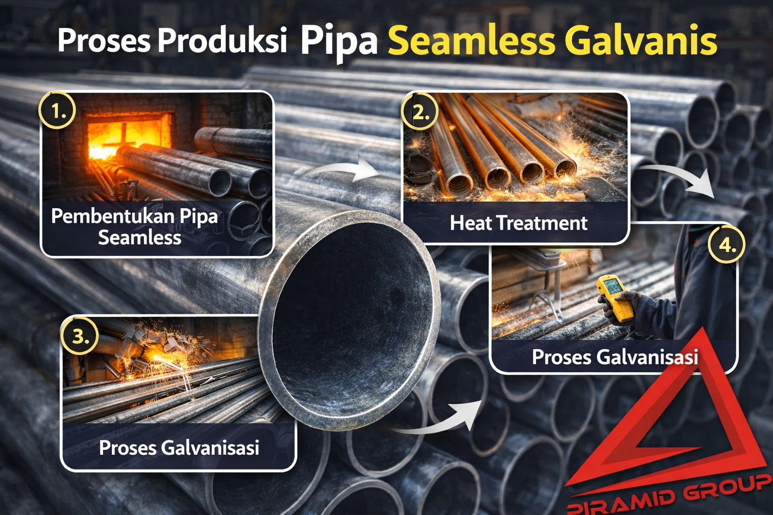 Proses Produksi Pipa Seamless Galvanis. PT. PIRAMID CAHAYA ABADI Proses Produksi Pipa Seamless Galvanis. PT. PIRAMID CAHAYA ABADI