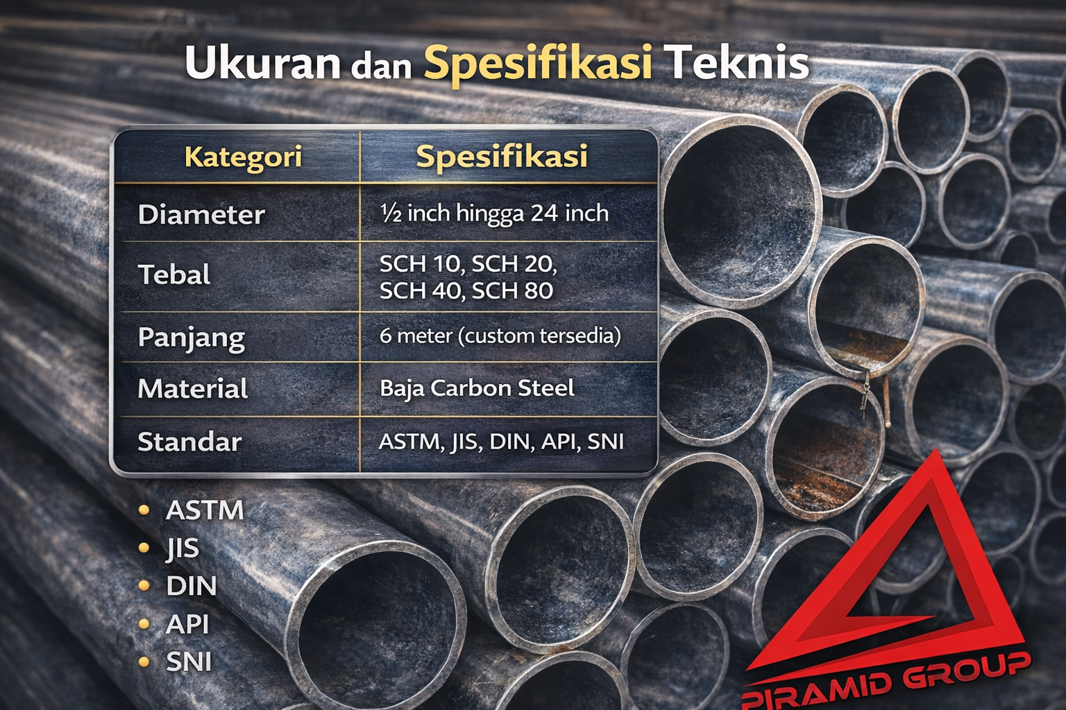 Ukuran dan Spesifikasi Teknis. PT. PIRAMID CAHAYA ABADI Ukuran dan Spesifikasi Teknis. PT. PIRAMID CAHAYA ABADI